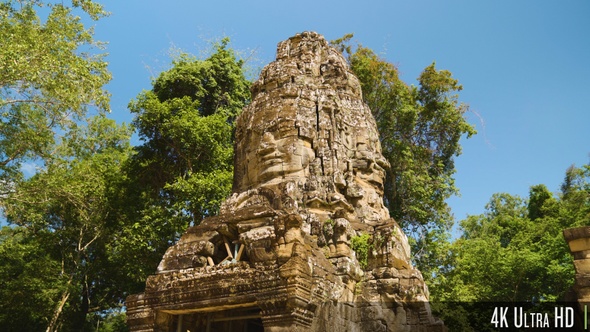 4K Face Tower Entrance to Banteay Kdei Temple in Siem Reap, Cambodia