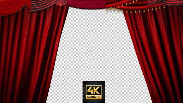Red Curtains opening and closing with transparency Pack alt