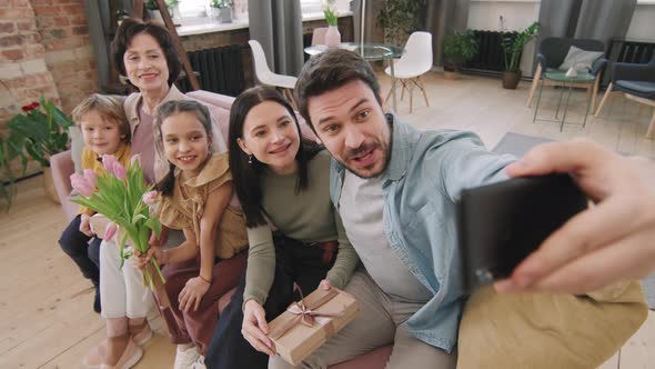 Big Family Having Video Chat Together