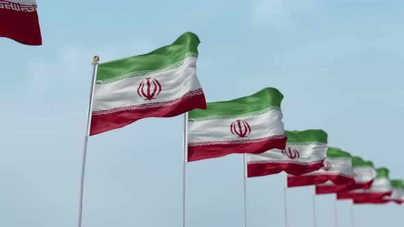 Iran Row Of Flags 