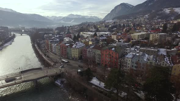 Aerial view of Inn River