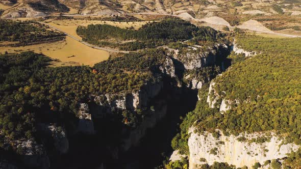 Aerial view of canyon in Navarra, Spain