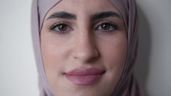 Authentic Woman Smiling Portrait Closeup Hijab