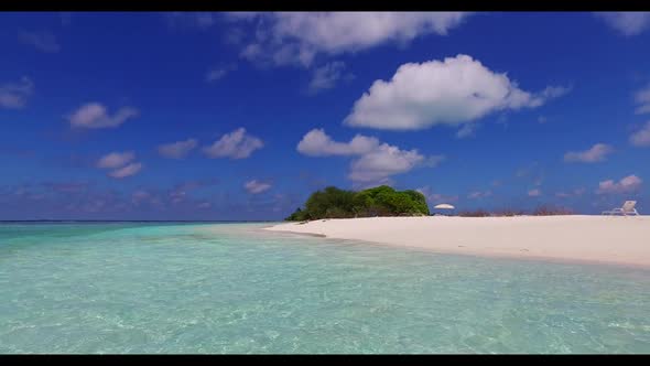 Aerial top down abstract of beautiful island beach wildlife by blue sea with white sand background o