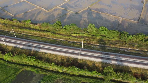 Aerial look down railway