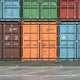 Moving Along Line of Cargo Containers Painted in Colors of Different Freight Transport Companies - VideoHive Item for Sale