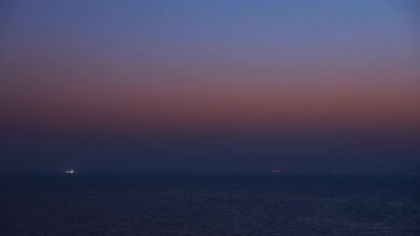 Time Lapse Timelapse Sundown Over Sea Horizon At Sunset