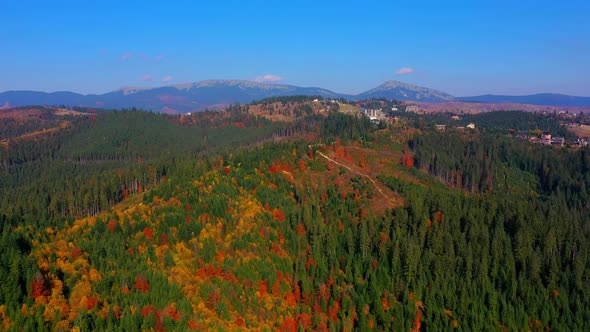 Aerial Drone Video Flying Over Carpathians Mountains, Ukraine, Europe