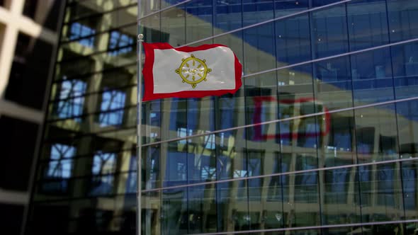 Sikkim Flag Waving On A Skyscraper Building