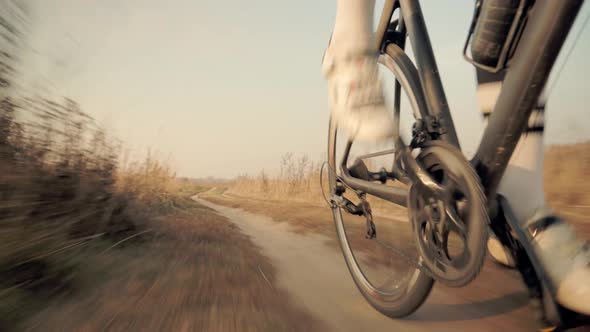 Bike Cycling.Cyclist Fitness Riding On Gravel Bike.Cyclist Triathlete Training Workout On Bicycle.