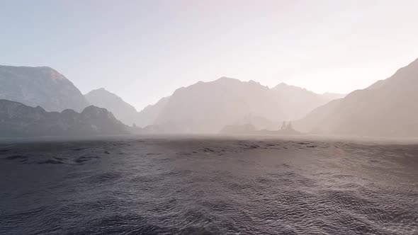 2k Blue Ocean Mountains And Fog