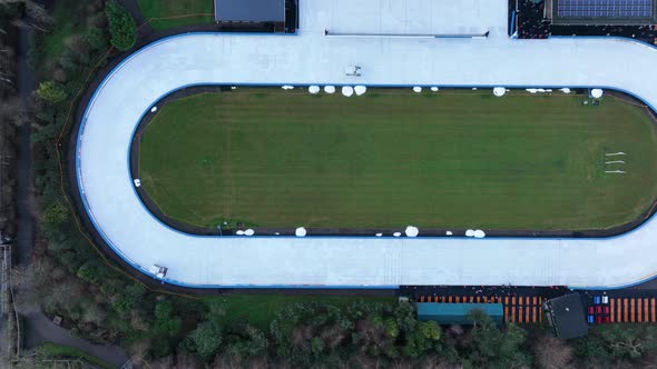 Aerial of a Recreational Outdoor Leisure Ice Skating Rink Top Down View in Amsterdam the Netherlands