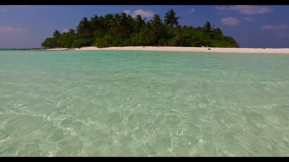 Aerial drone shot panorama of paradise bay beach vacation by clear water with white sandy background