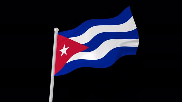 Cuba Flag Flying Wave Animated Black Background