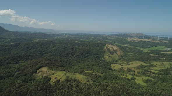 Solar Farm with Windmills. Philippines, Luzon