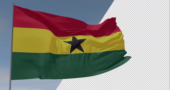 flag Ghana patriotism national freedom, seamless loop, alpha channel