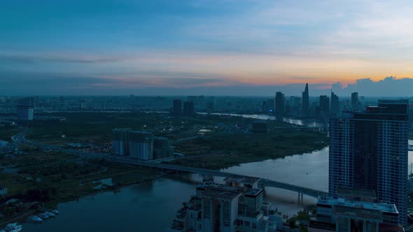 Downtown Sai Gon Day to Night Timelapse 4K - Ho Chi Minh city, Viet Nam