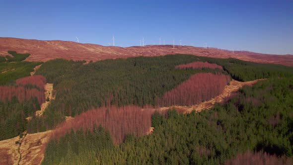 Stunning 4K Hills Drone Shot with Windmills