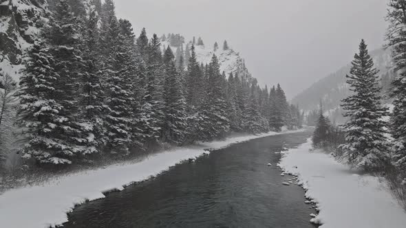 River North Yellowstone with Snowfall