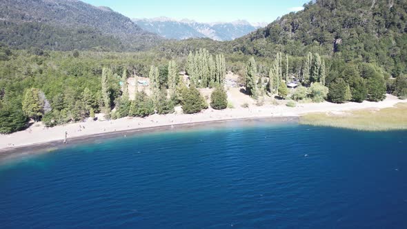 Flying Over a Patagonian Lake in Argentina.