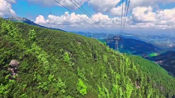 Travel by cable car from Kasprowy Wierch in Tatra mountain, Poland