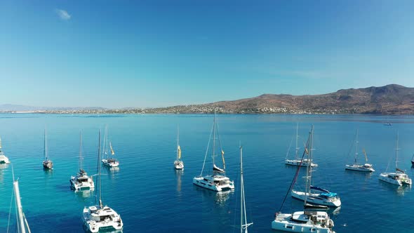 Yacht Near the Green Island in Greece