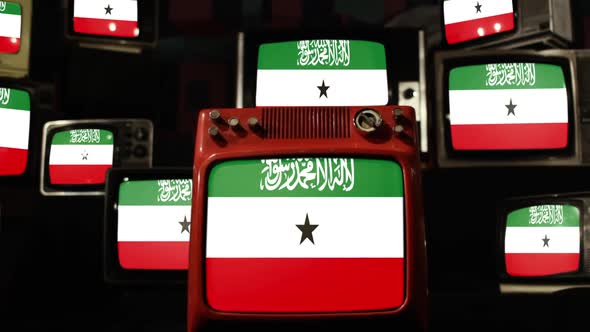 Flag of Somaliland and Retro TVs.