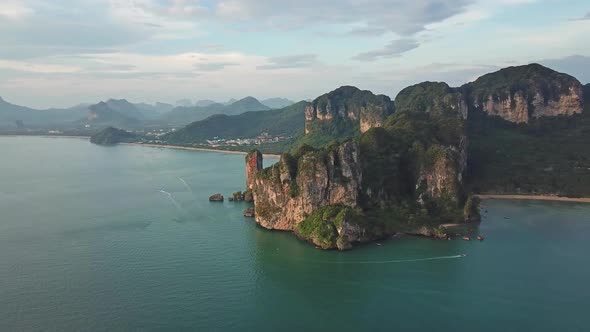 Aerial View of Lagoon and Beach Railay Thailand