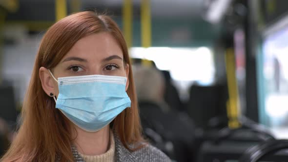 Woman with Poor Health and Coughing Medical Mask and Gloves Observing Modern Safety Precautions in