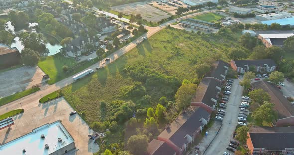 Aerial View of in Houston Texas Residential Community Development Suburban Near 45 Interchanges