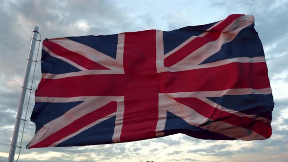 United Kingdom Flag Waving in the Wind