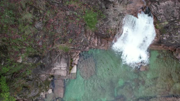 Ascending View of a Waterfall in the Forest Stunning Nature