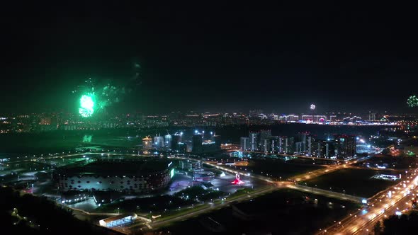 Festive Fireworks over the Night City