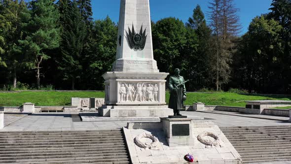 Aerial view of the Soviet Army Memorial in Svidnik, Slovakia