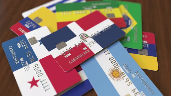 Emphasized Bank Card with Flag of the Dominican Republic alt