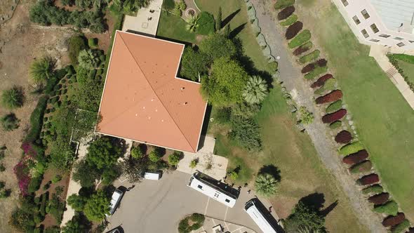 Aerial view of Mount of Beatitudes' gardens alt