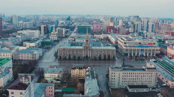 Aerial View of an Empty City During a Pandemic