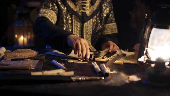 Paper, pen, letter in ancient times. alt