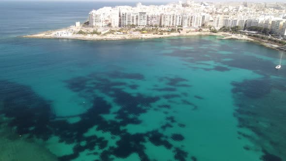 Aerial View of Spinola Bay in St Julien  Malta