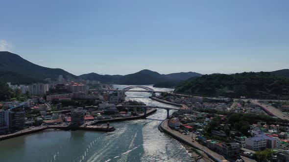 4K Aerial Drone Footage View of Tongyeong Port