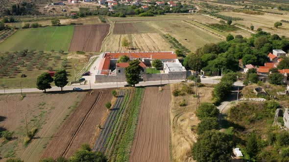 Aerial View Of Heritage Hotel Maskovica Han, An Ottoman Monument Near Vrana Lake In Pakostane, Croat