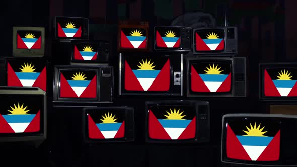 Flag of Antigua and Barbuda and Retro TVs.