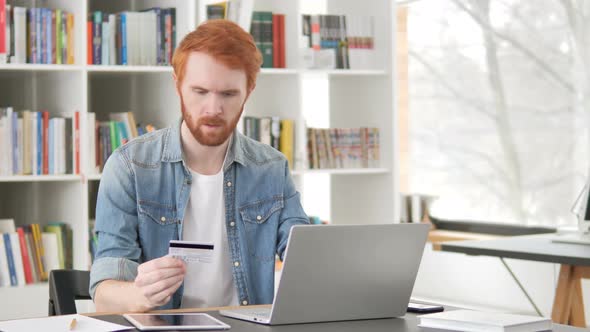 Online Shopping Failure for Casual Redhead Man