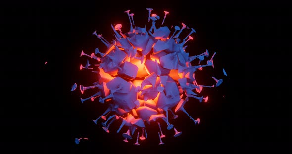 Coronavirus cell explosion. Hot lava planet abstraction. Teal orange gamma.