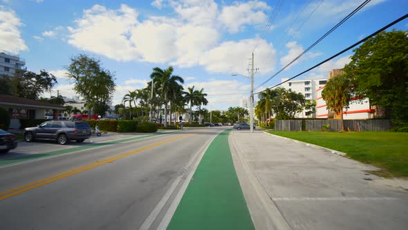 Painted green bike lane 4k motion video