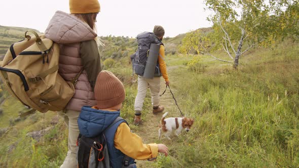 Family with Dog Hiking