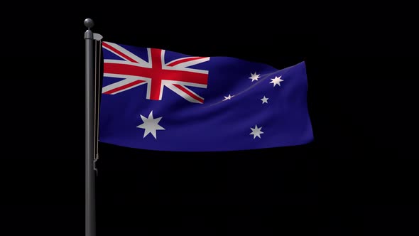 Australia Flag On Flagpole With Alpha Channel 4K