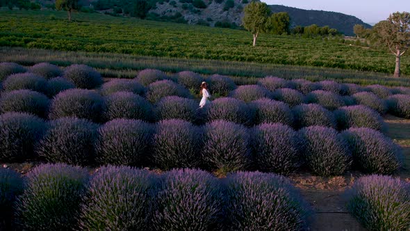  Happy Tourist Woman in Lavender Field