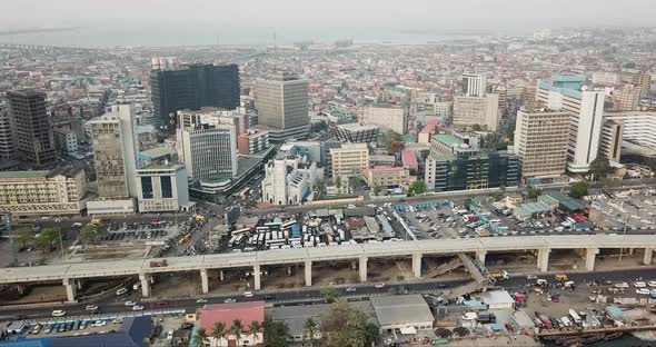 Ariel view 2 of Lagos Island Commercial District in Lagos Nigeria