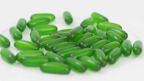 micro shot of green tablets, Rotating shot of tablets